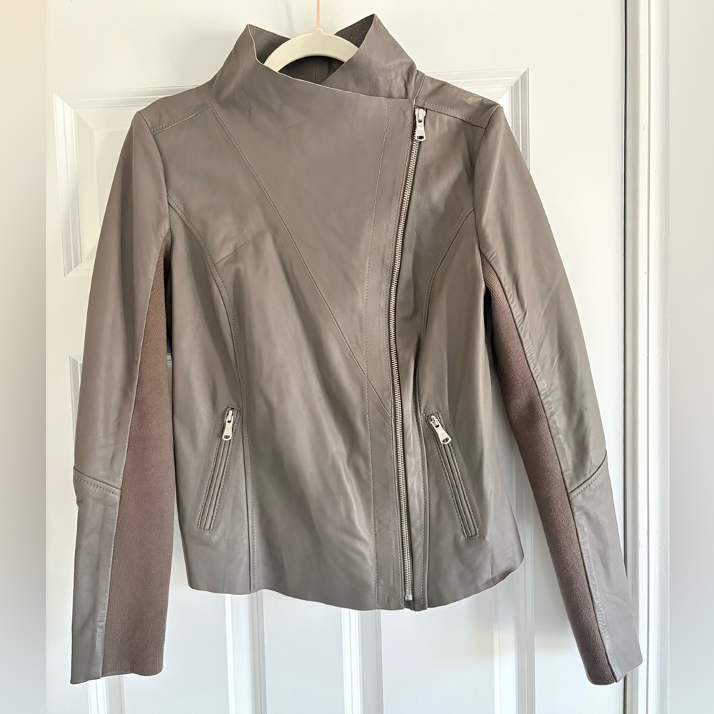 Trouve Genuine Taupe Leather Jacket